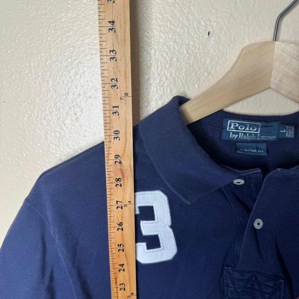 Polo Ralph Lauren Shirt Mens Large Blue Polo Rugby LXVII Big Logo Y2K Vintage